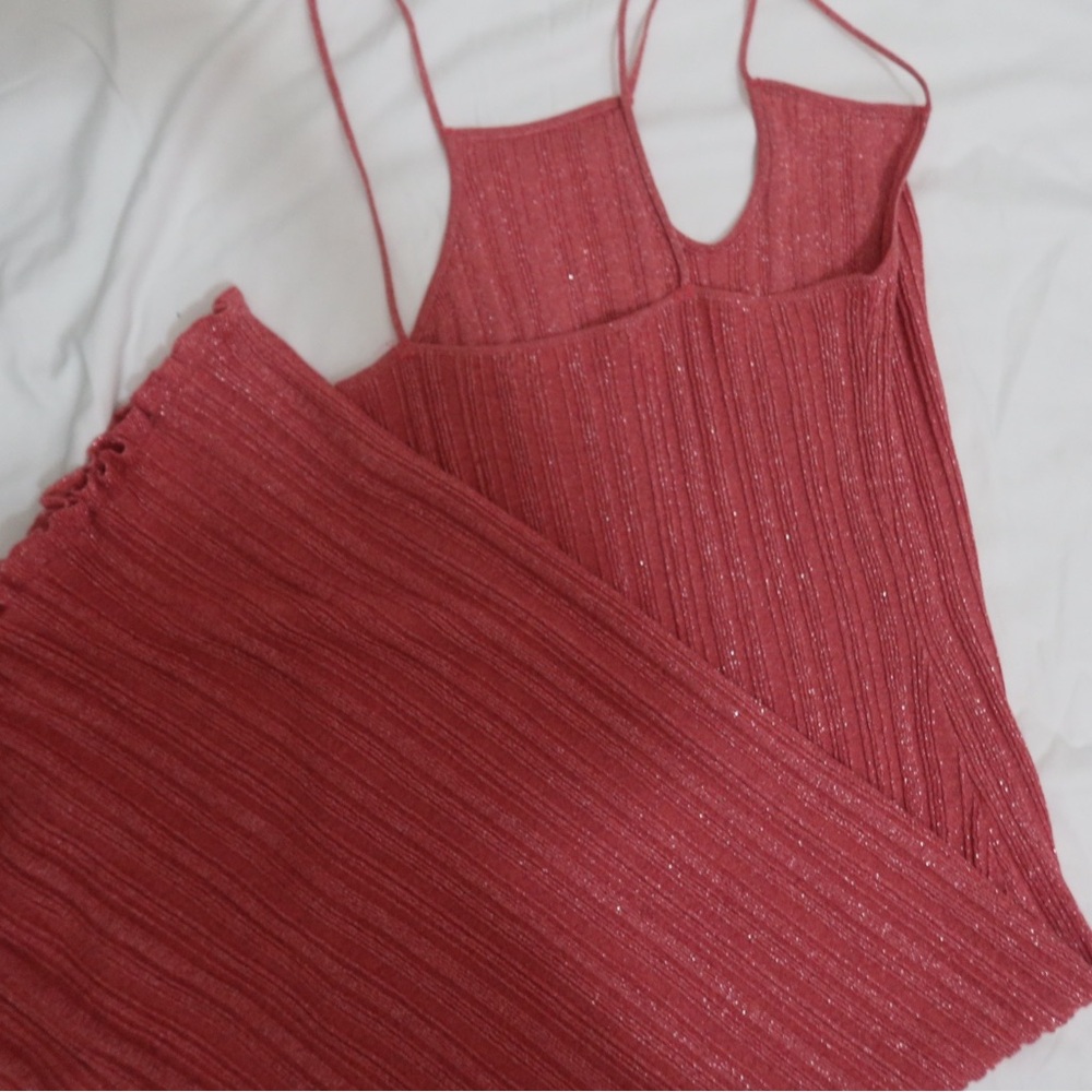 Red Ribbed Knit Dress